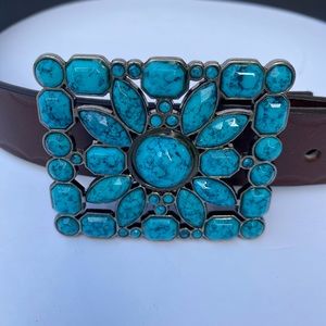 Statement BELT with Dramatic Turquoise Buckle